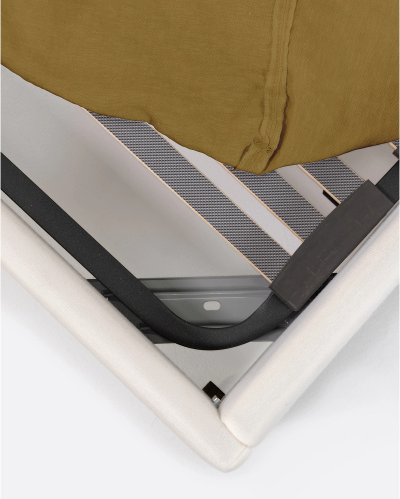 BEETHOVEN bed for mattress 160 x 200 cm with linen cover in mustard colour
