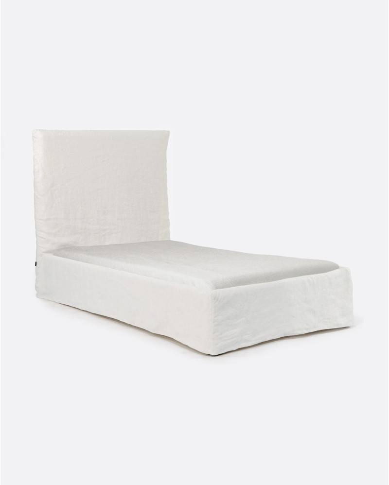 BEETHOVEN bed for single mattress 90 x 200 cm and linen cover in white