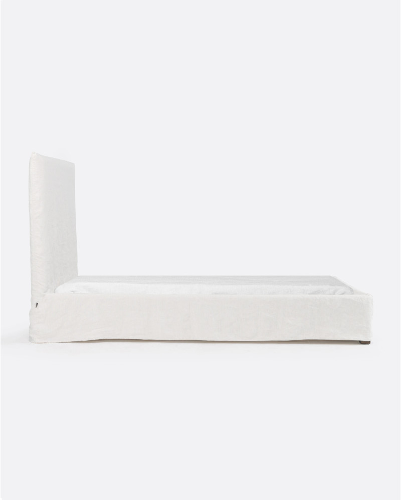 BEETHOVEN bed for single mattress 90 x 200 cm and linen cover in white