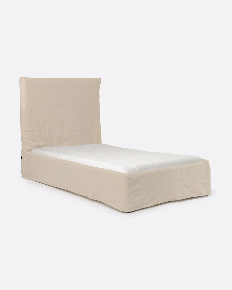 Lit BEETHOVEN pour matelas simple 90 x 200 cm et housse en lin cross