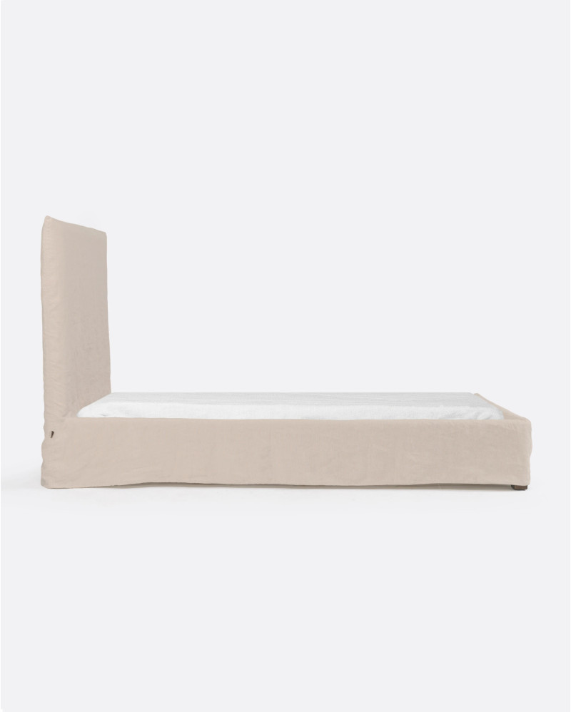 Lit BEETHOVEN pour matelas simple 90 x 200 cm et housse en lin cross