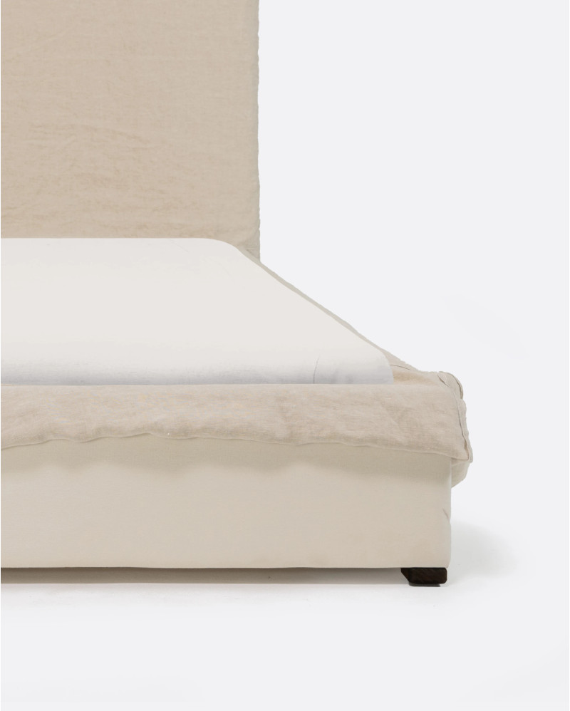 Lit BEETHOVEN pour matelas simple 90 x 200 cm et housse en lin cross