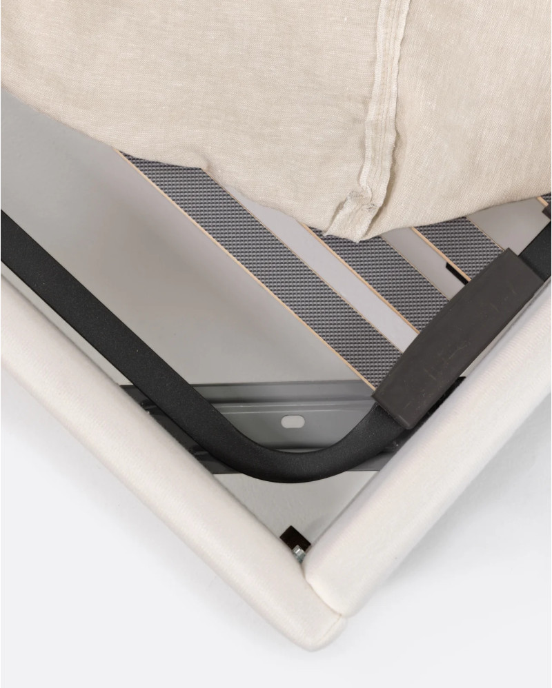 Lit BEETHOVEN pour matelas simple 90 x 200 cm et housse en lin cross