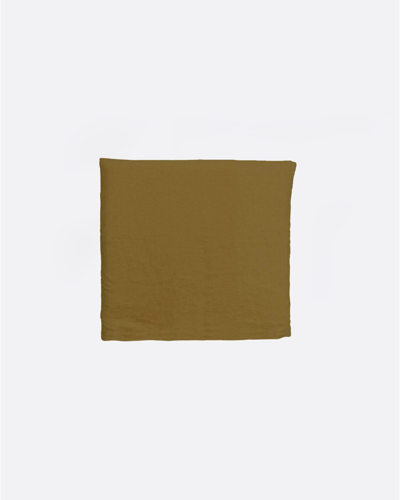 Tête de lit BEETHOVEN en lin 110 x 8 x 110 cm pour lit de 90 cm couleur moutarde