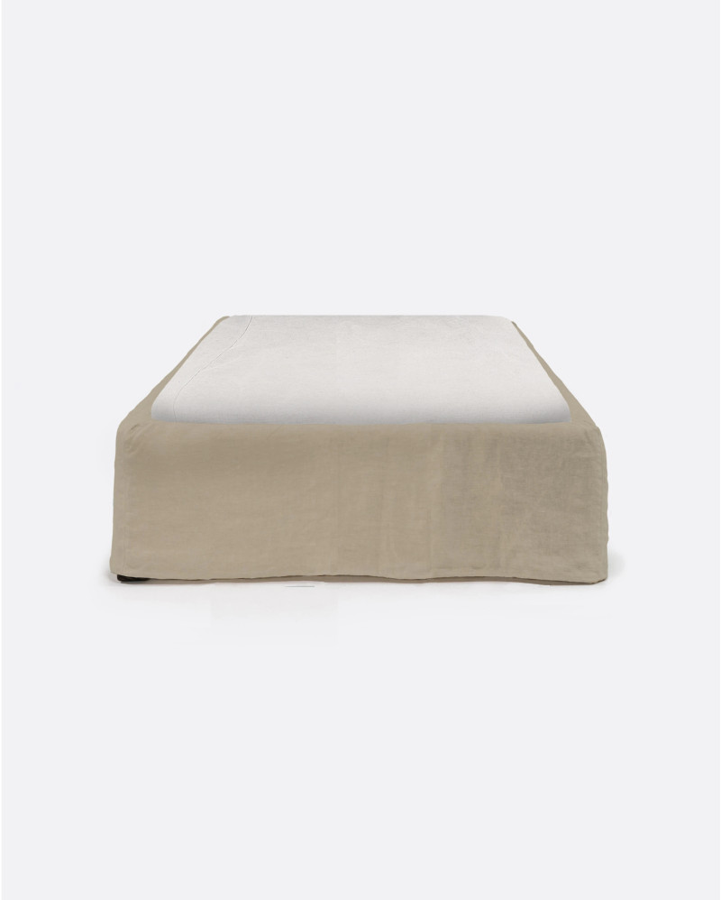 BEETHOVEN linen bed frame 110 x 220 x 25 cm for single mattress 90 x 200 cm in natural color