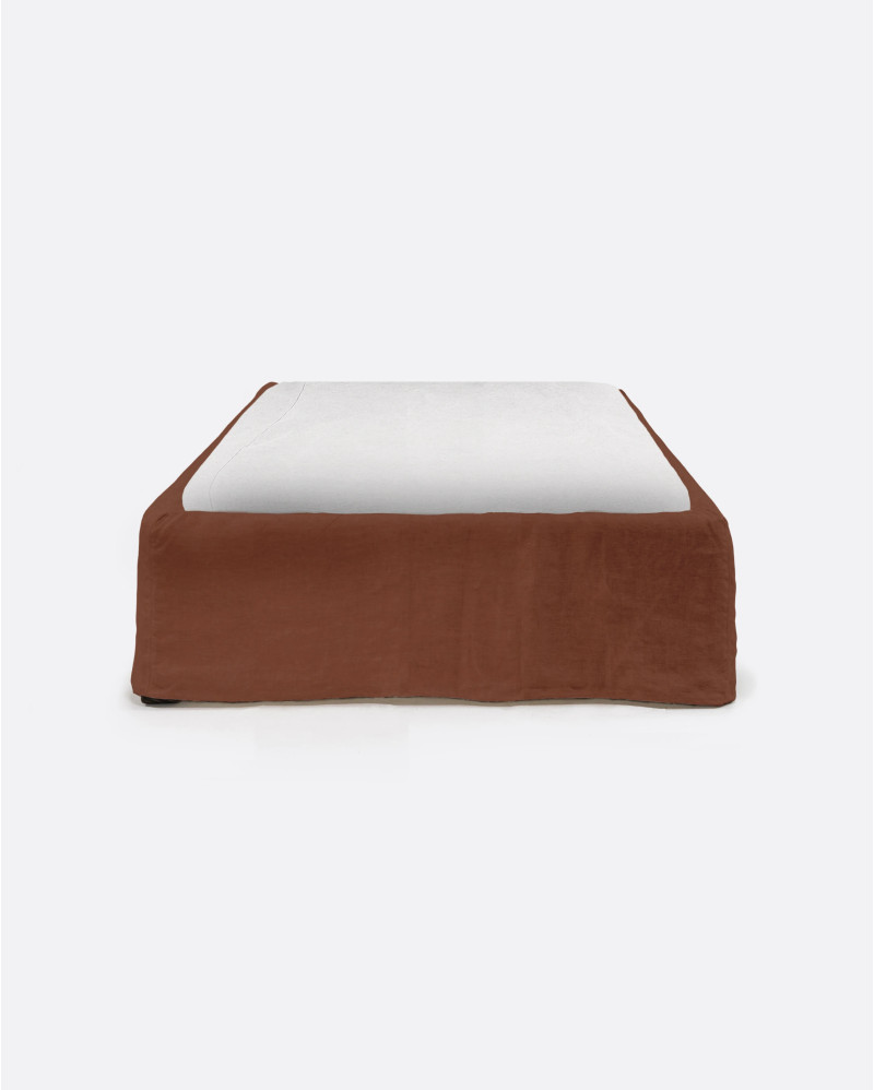 BEETHOVEN upholstered bed base 110 x 220 x 25 cm for mattress 90 x 200 cm in terracotta color