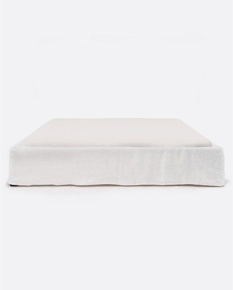 Base tapizada BEETHOVEN de lino 190 x 220 x 25 cm para colchón 180 x 200 cm color blanco