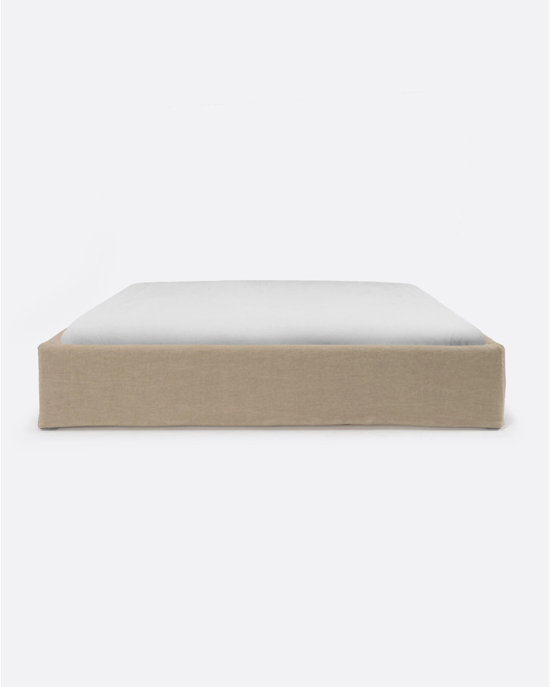 Base tapizada BEETHOVEN de lino 190 x 220 x 25 cm para colchón 180 x 200 cm color natural