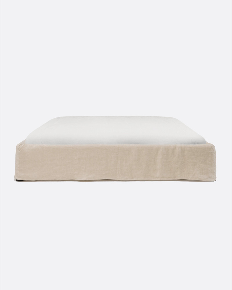 Base tapizada BEETHOVEN de lino 190 x 220 x 25 cm para colchón 180 x 200 cm color cross