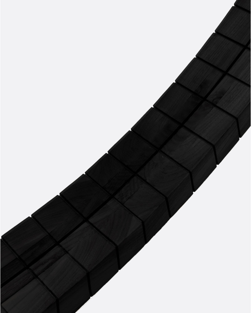 Espejo KOBE de madera de teca reciclada Ø 180 x 9 cm de altura en color negro