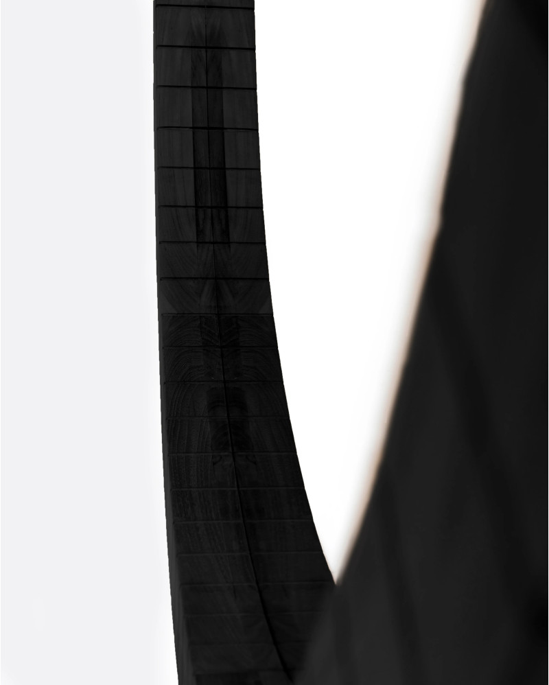 Miroir KOBE en bois de teck recyclé Ø 180 x 9 cm de hauteur en couleur noir