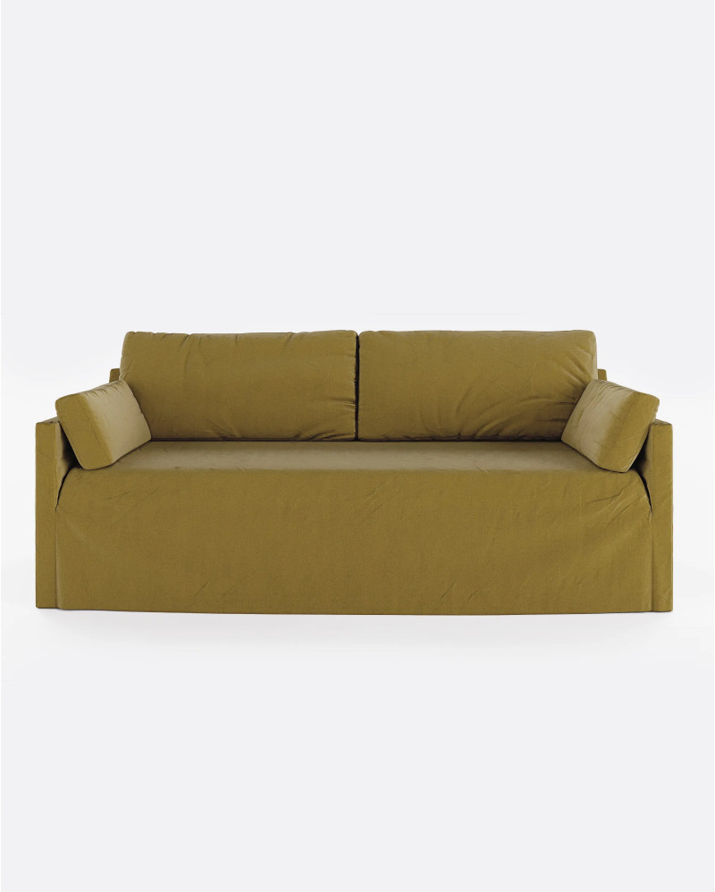 BEETHOVEN LINEAL 3-seater sofa in linen 212 x 95 x 94 cm mustard