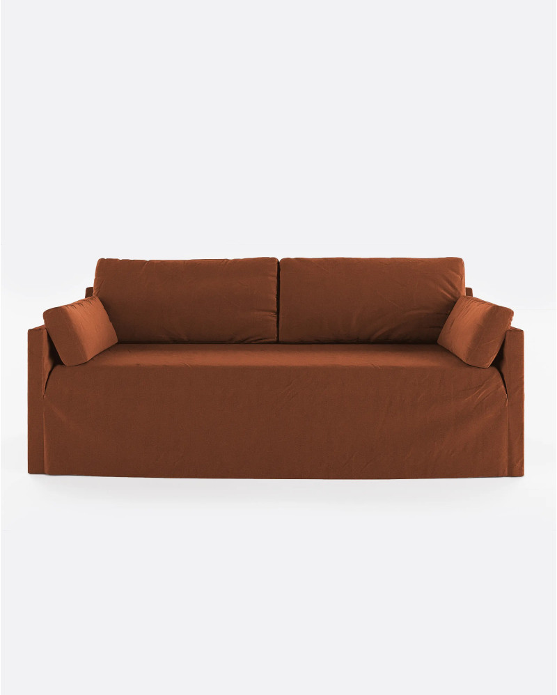 BEETHOVEN LINEAL 3-seater sofa in linen 212 x 95 x 94 cm terracotta