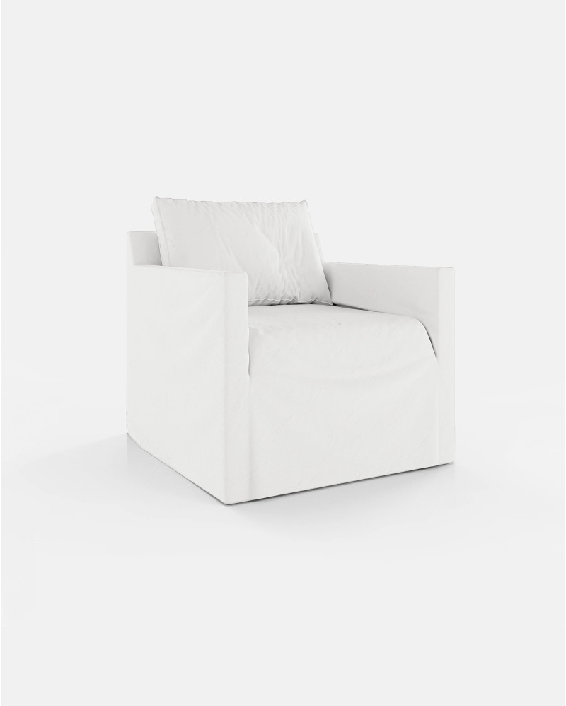 Sofá BEETHOVEN LINEAL 1P de lino 80 x 88 x 94 cm en color blanco