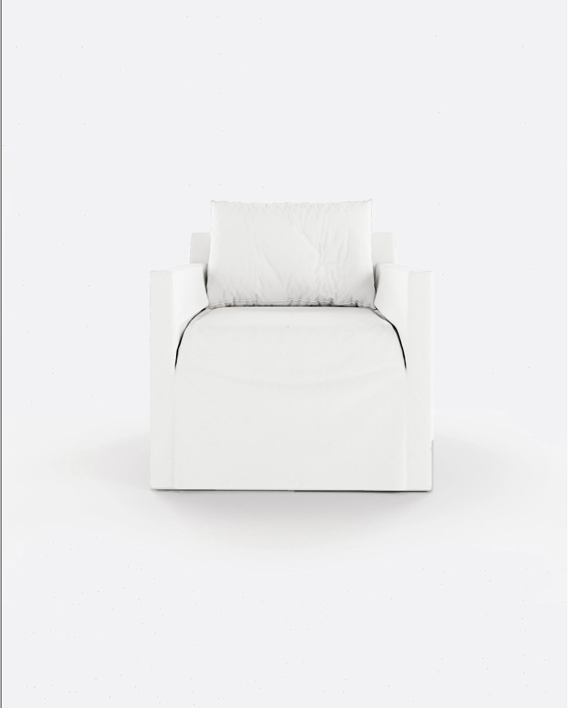 BEETHOVEN LINEAL canapé 1 places en lin 80 x 88 x 94 cm blanc