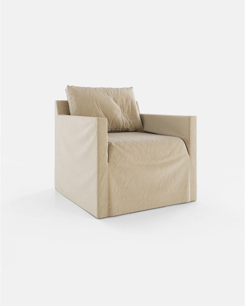 BEETHOVEN LINEAL 1-seater sofa in linen 80 x 88 x 94 cm natural