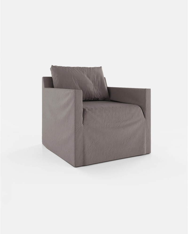 BEETHOVEN LINEAL 1-seater sofa in linen 80 x 88 x 94 cm taupe