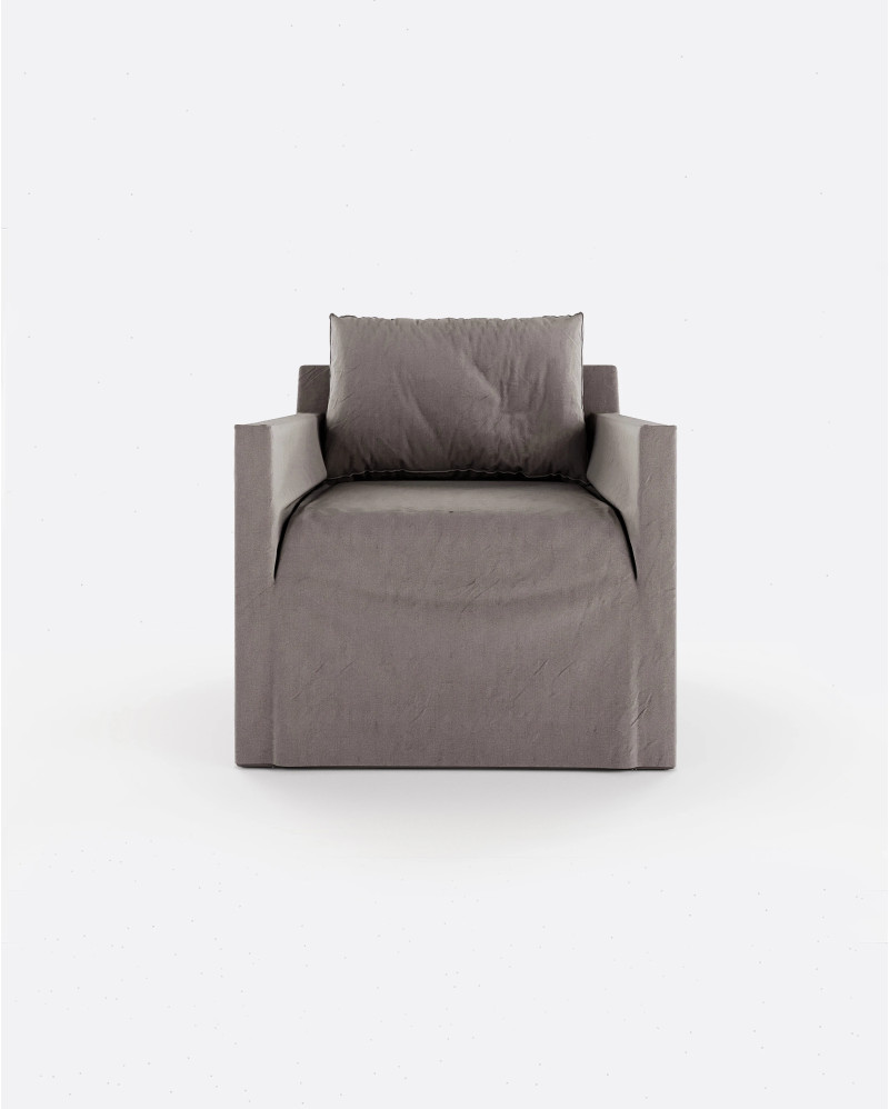 BEETHOVEN LINEAL 1-seater sofa in linen 80 x 88 x 94 cm taupe