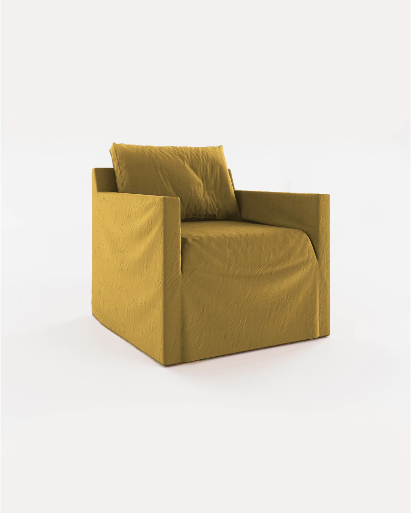 BEETHOVEN LINEAL canapé 1 places en lin 80 x 88 x 94 cm moutarde