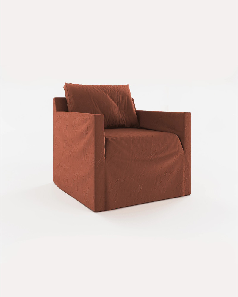 BEETHOVEN LINEAL canapé 1 places en lin 80 x 88 x 94 cm terre cuite