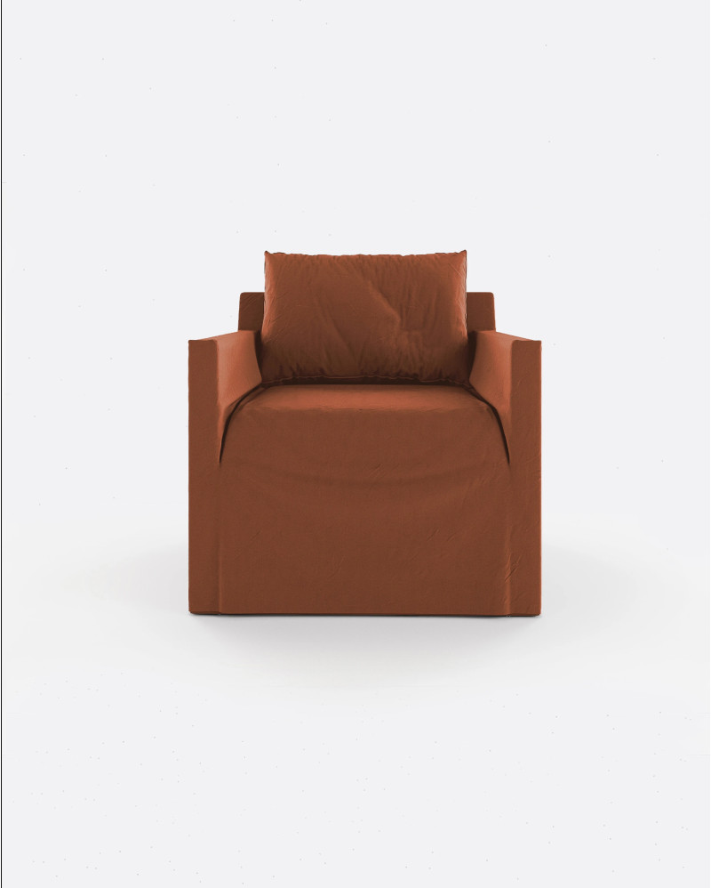 BEETHOVEN LINEAL canapé 1 places en lin 80 x 88 x 94 cm terre cuite