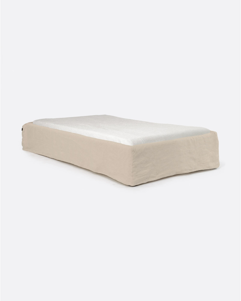 Base tapizada BEETHOVEN de lino 110 x 220 x 25 cm para colchón individual 90 x 200 cm color cross