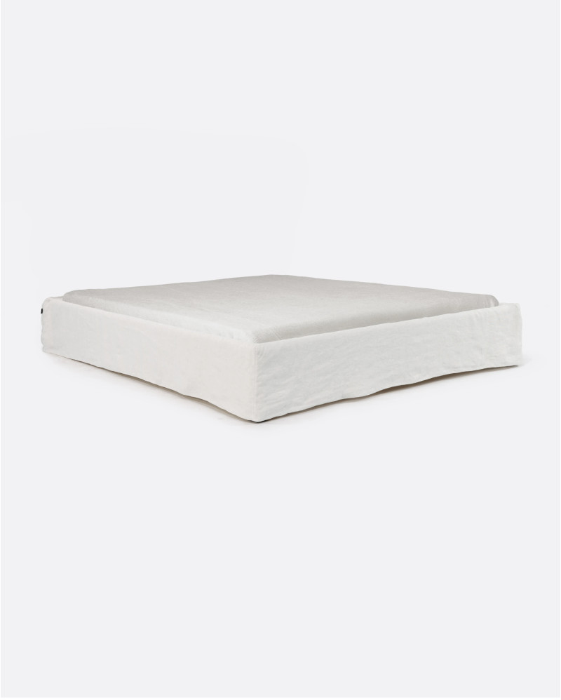 Base tapizada BEETHOVEN de lino 170 x 220 x 25 cm para colchón 160 x 200 cm color blanco