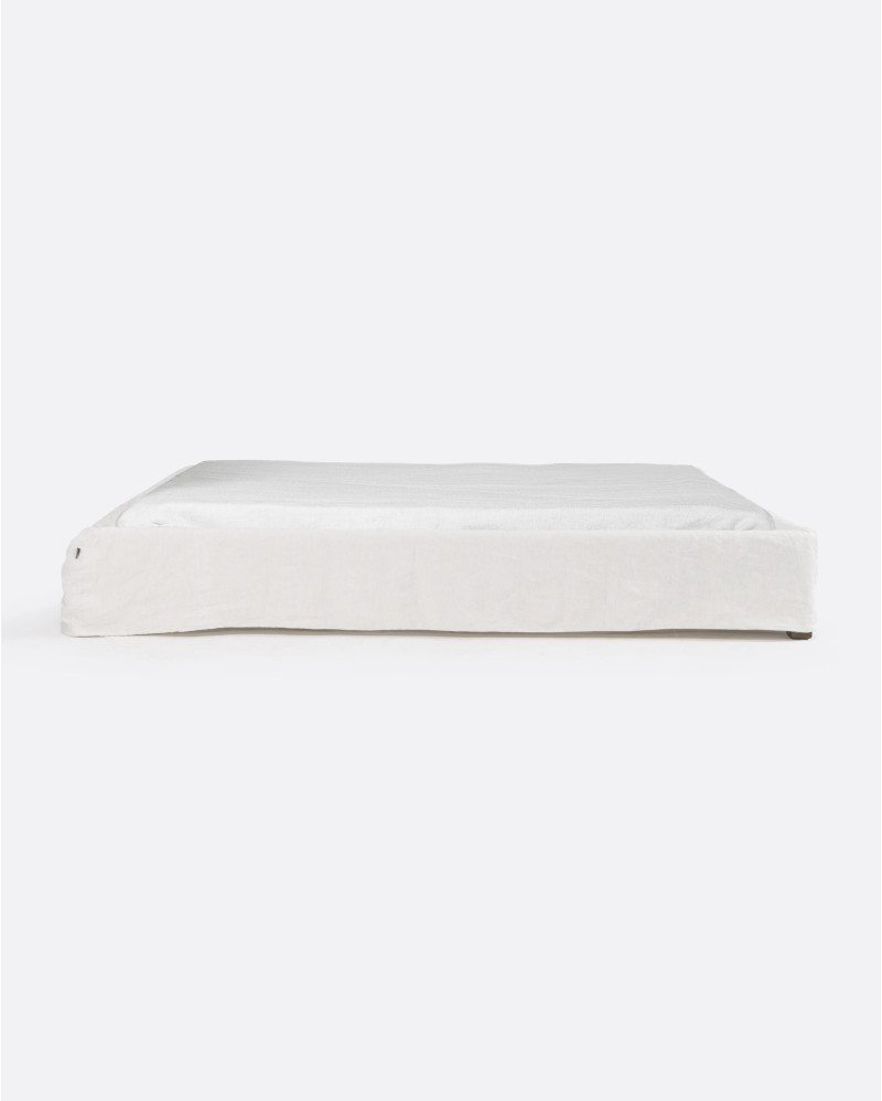 Base tapizada BEETHOVEN de lino 170 x 220 x 25 cm para colchón 160 x 200 cm color blanco