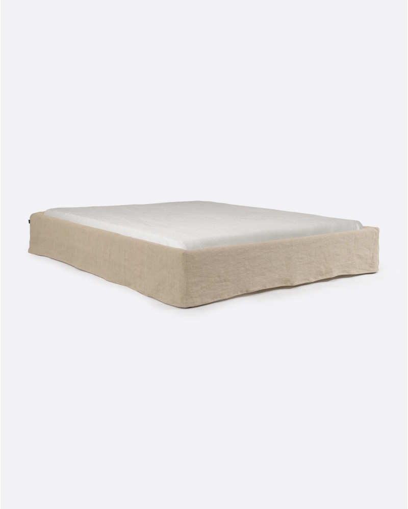 BEETHOVEN upholstered bed base 170 x 220 x 25 cm for mattress 160 x 200 cm in natural color