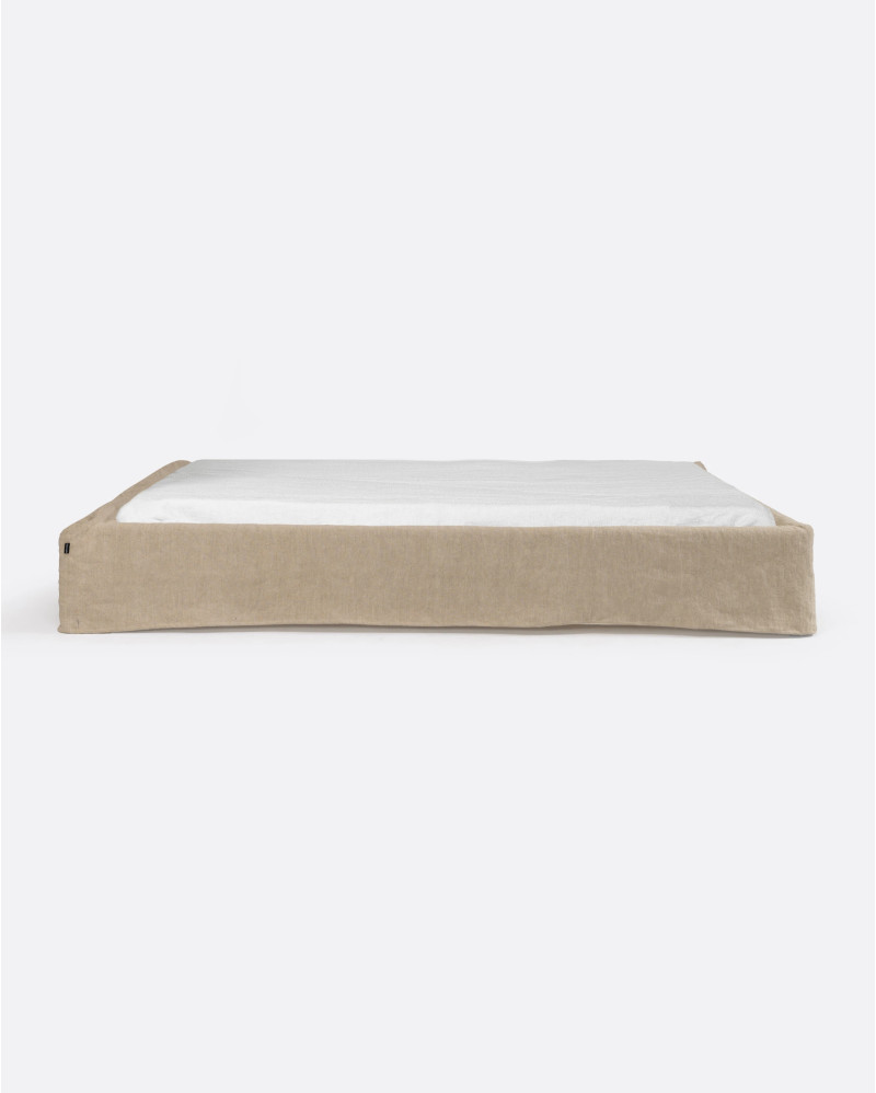 Base tapizada BEETHOVEN de lino 170 x 220 x 25 cm para colchón 160 x 200 cm color natural