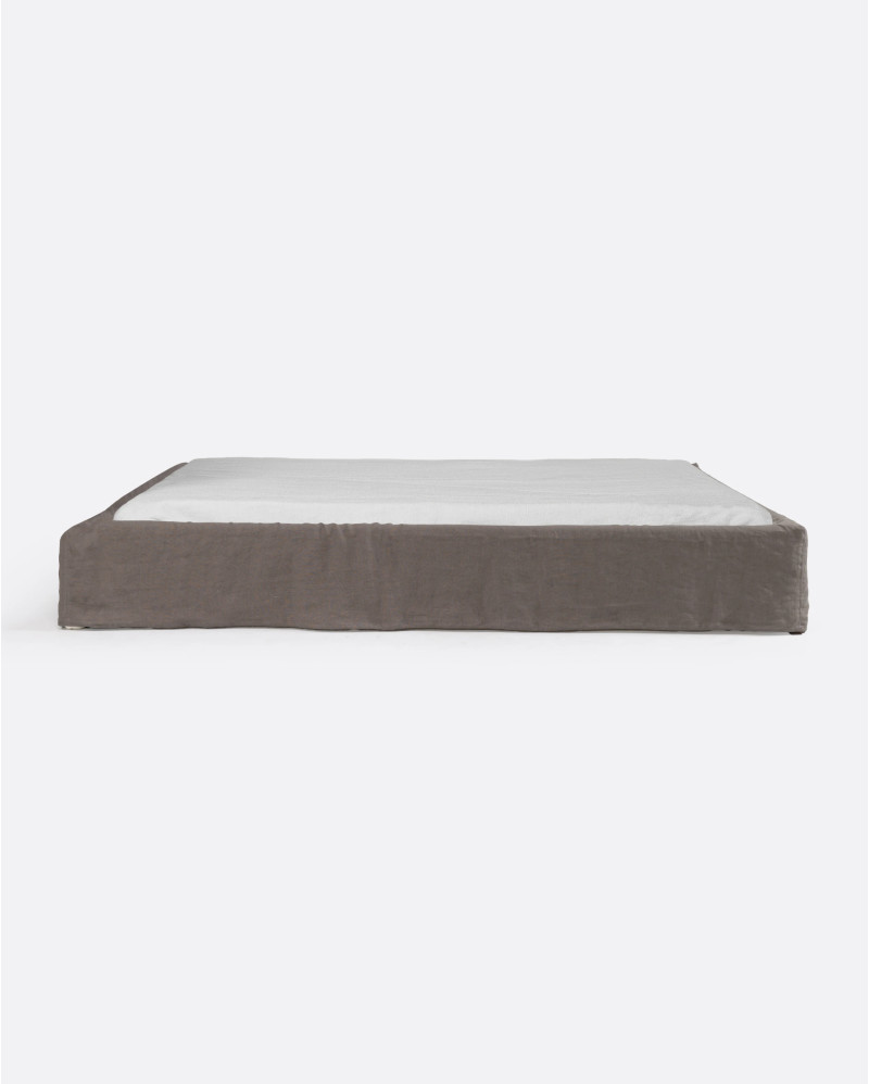 Base tapizada BEETHOVEN de lino 170 x 220 x 25 cm para colchón 160 x 200 cm color topo
