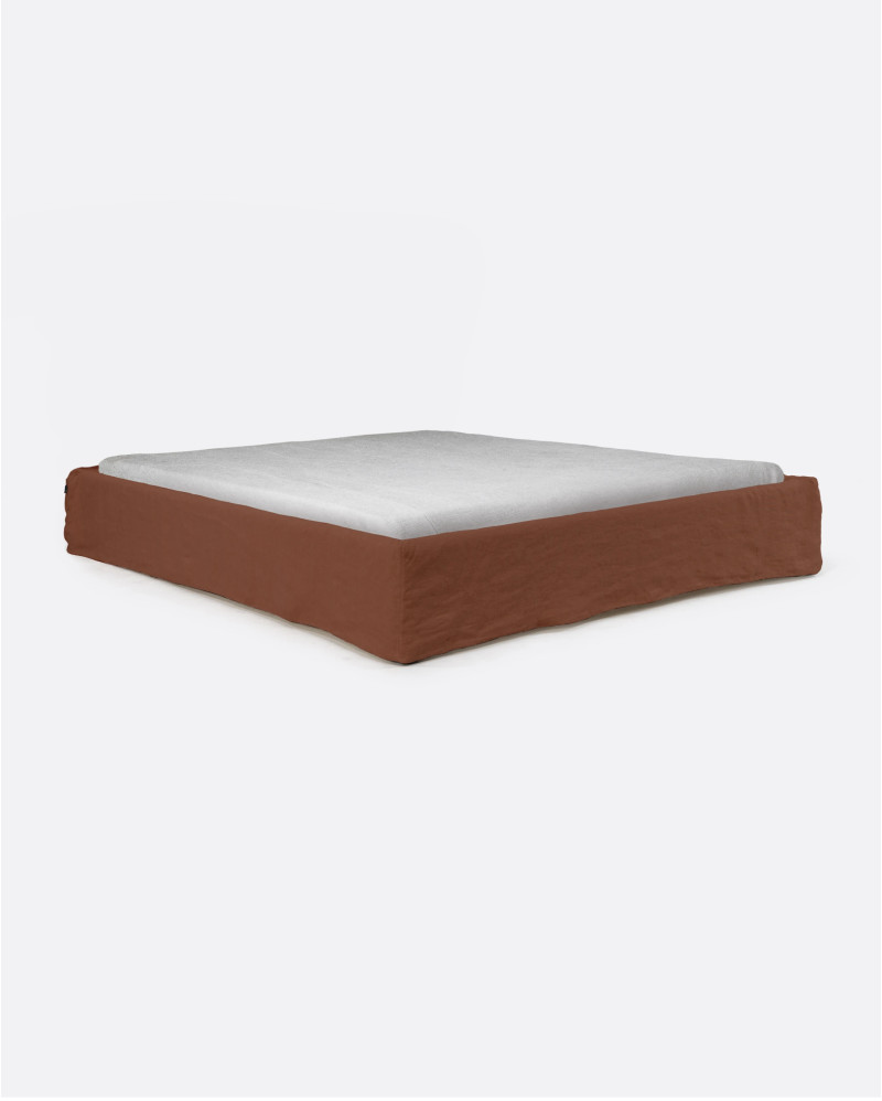 Base tapizada BEETHOVEN de lino 170 x 220 x 25 cm para colchón 160 x 200 cm color terracota