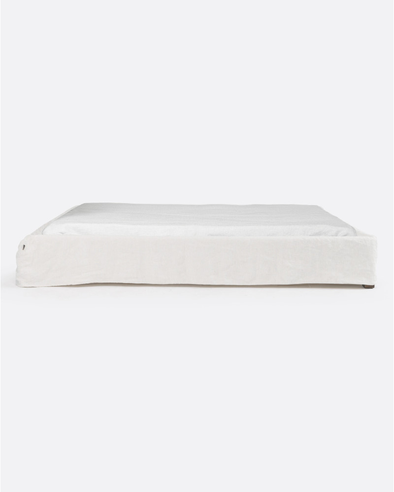 Base tapizada BEETHOVEN de lino 190 x 220 x 25 cm para colchón 180 x 200 cm color blanco
