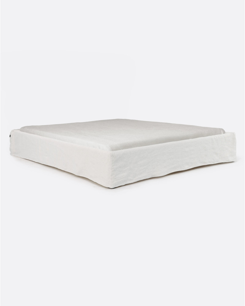 Base tapizada BEETHOVEN de lino 190 x 220 x 25 cm para colchón 180 x 200 cm color blanco