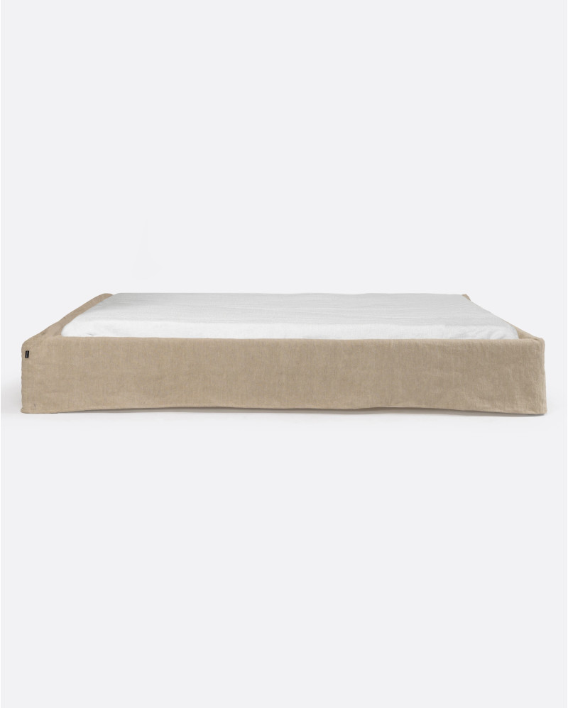 Base tapizada BEETHOVEN de lino 190 x 220 x 25 cm para colchón 180 x 200 cm color natural