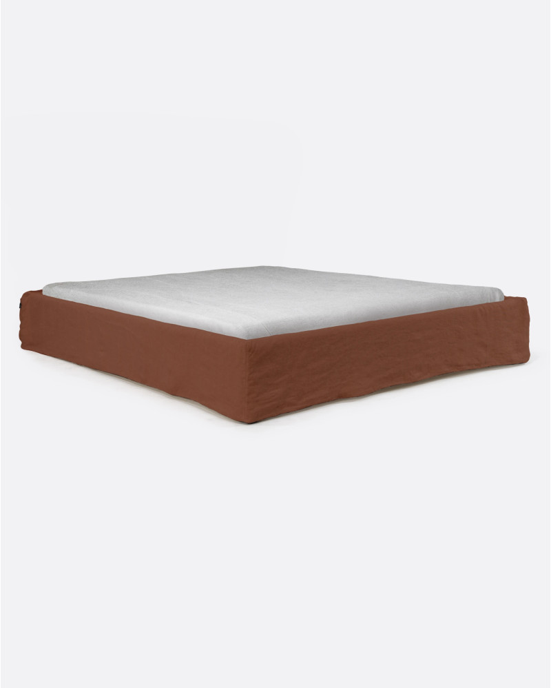 Base tapizada BEETHOVEN de lino 190 x 220 x 25 cm para colchón 180 x 200 cm color terracota