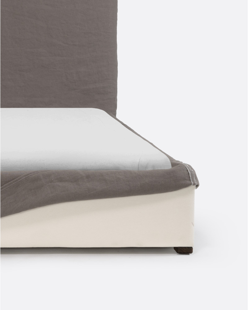 BEETHOVEN bed for mattress 160 x 200 cm with linen cover in taupe colour