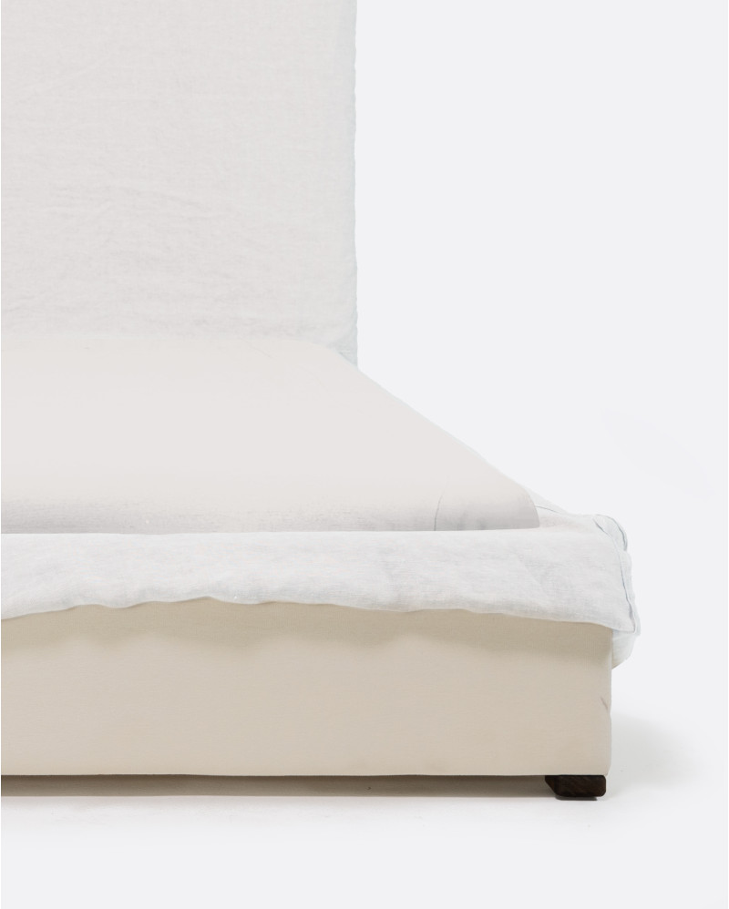 Lit BEETHOVEN pour matelas 180 x 200 cm avec revêtement en lin couleur blanche