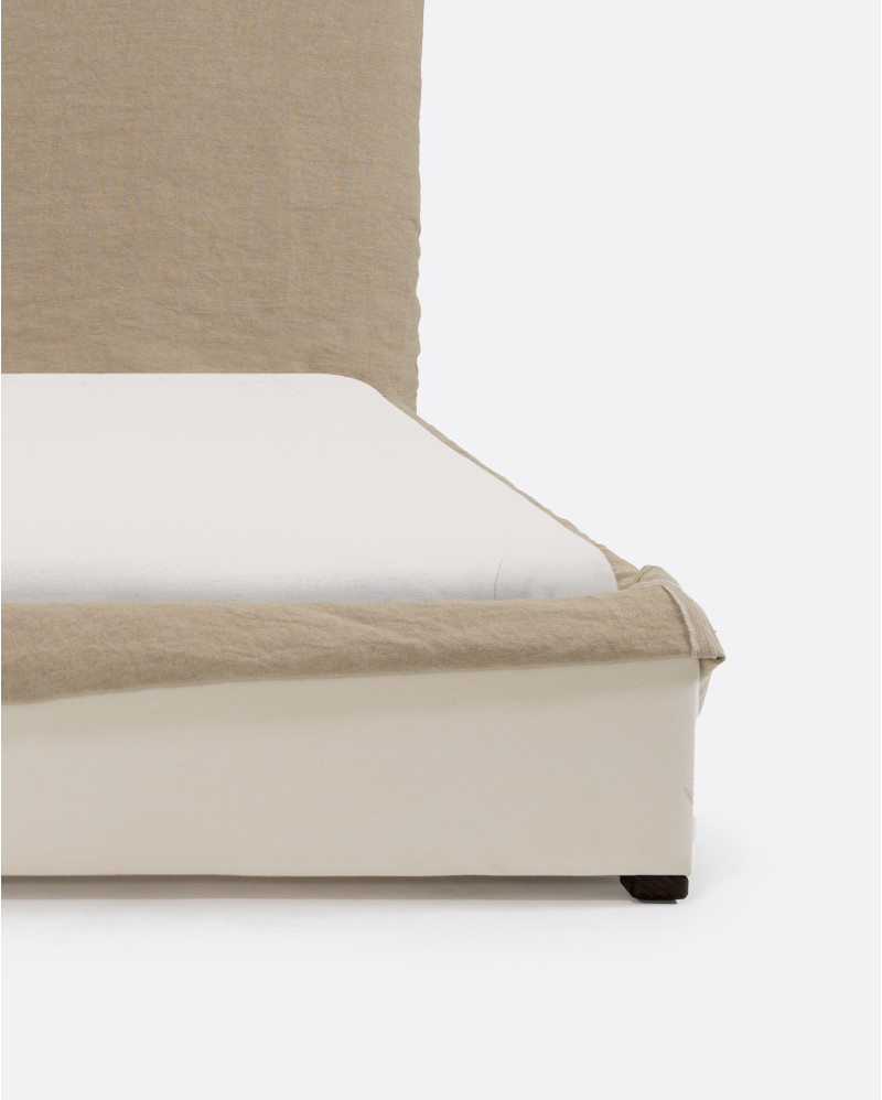 BEETHOVEN bed for mattress 160 x 200 cm with linen cover in natural colour
