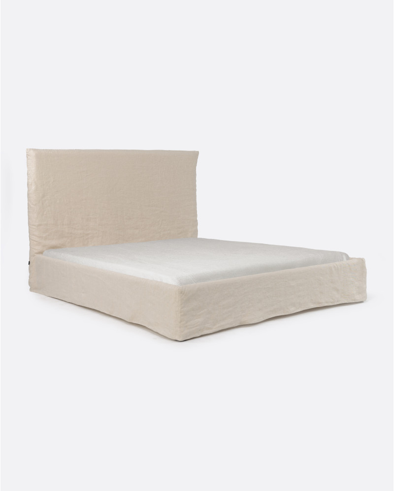 Lit BEETHOVEN pour matelas 160 x 200 cm avec revêtement en lin couleur cross