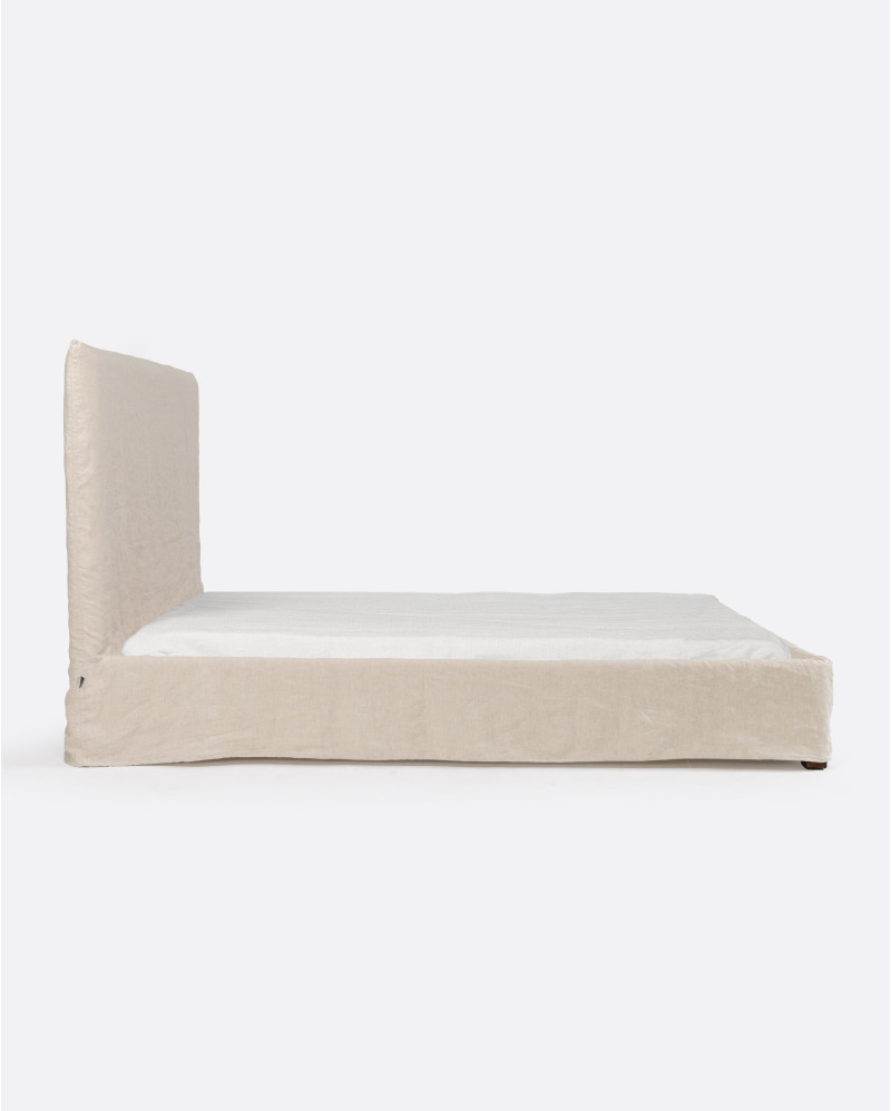 Lit BEETHOVEN pour matelas 160 x 200 cm avec revêtement en lin couleur cross