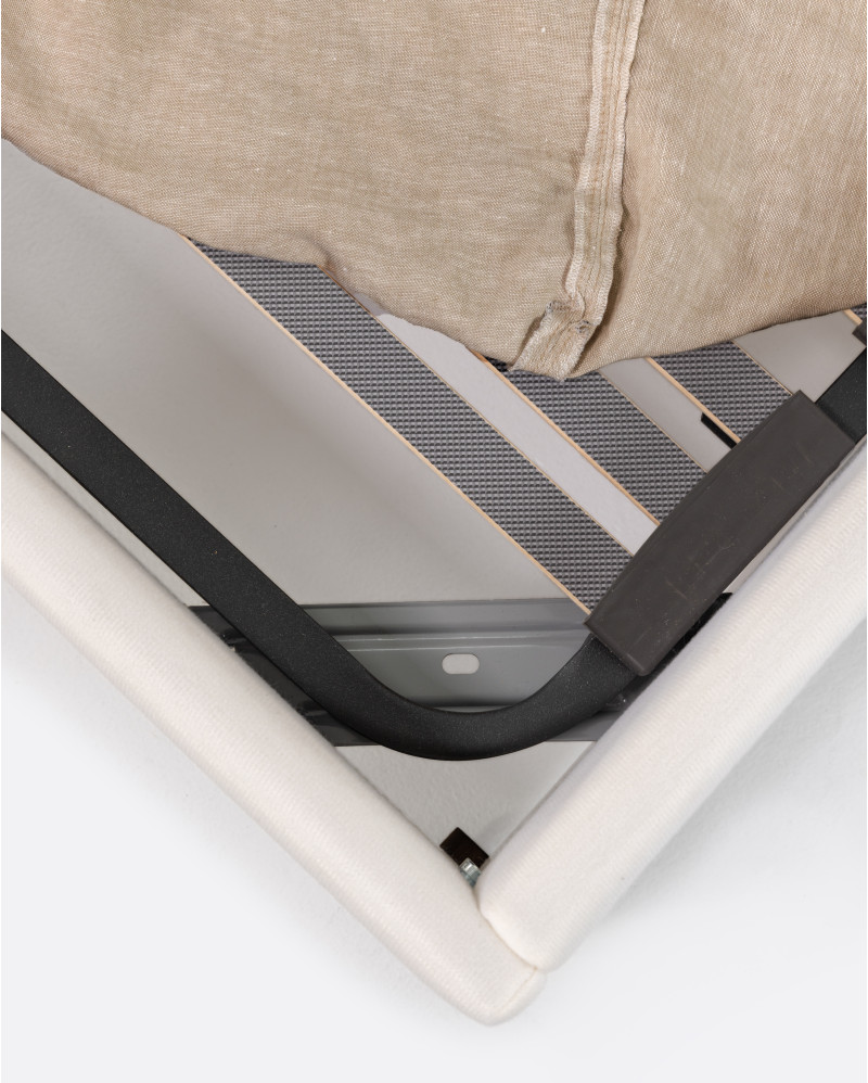 BEETHOVEN bed for mattress 180 x 200 cm with linen cover in natural colour