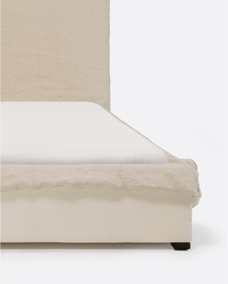 BEETHOVEN bed for mattress 180 x 200 cm with linen cover in cross colour