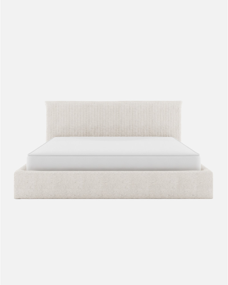 Lit BEETHOVEN pour matelas 180 x 200 cm avec revêtement en oléfine recyclée en couleur blanche
