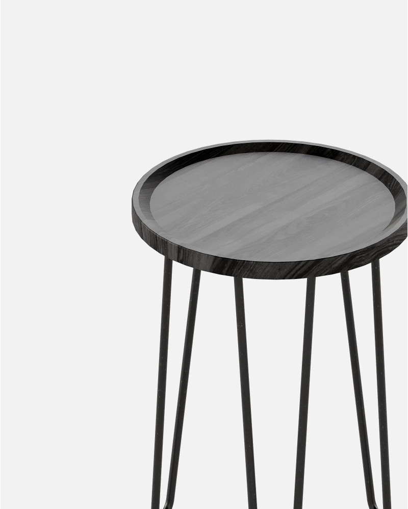 Mesa auxiliar RODA de madera de teca reciclada y hierro Ø 50 x 65 cm de altura