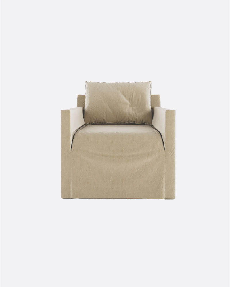 BEETHOVEN LINEAL 1-seater sofa in linen 80 x 88 x 94 cm natural