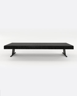 FORGE teak wood coffee table 170 x 80 x 30 cm in black color