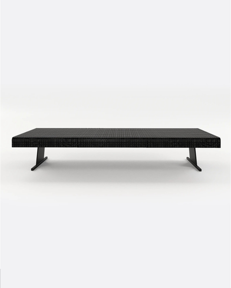 Mesa de centro FORGE de madera de teca 170 x 80 x 30 cm de altura en color negro
