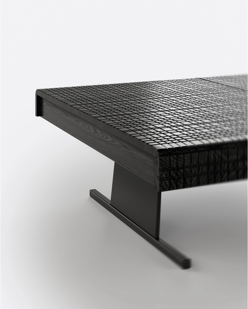 FORGE teak wood coffee table 170 x 80 x 30 cm in black color