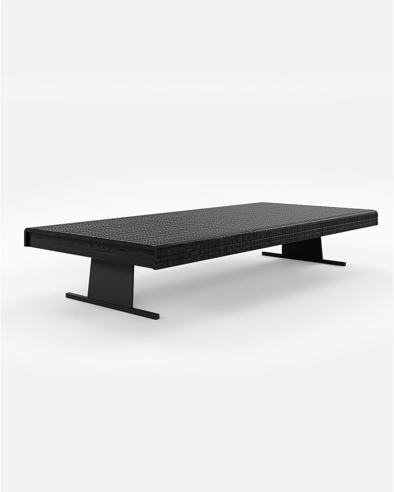 Mesa de centro FORGE de madera de teca 170 x 80 x 30 cm de altura en color negro